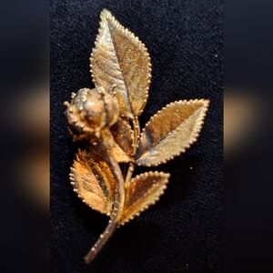 Vintage FLORA DANICA Gold Rose Brooch
